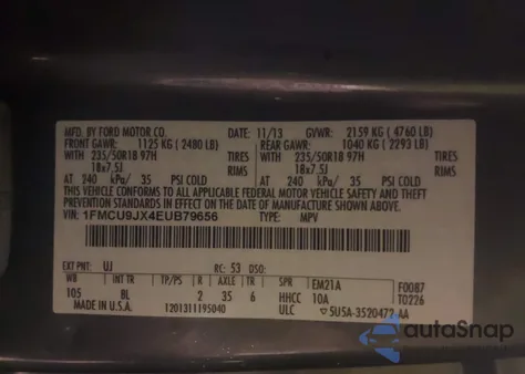 2014 Ford Escape Titanium from USA, damaged, VIN 1FMCU9JX4EUB79656